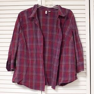 Burgundy Plaid Shirt (1X)
